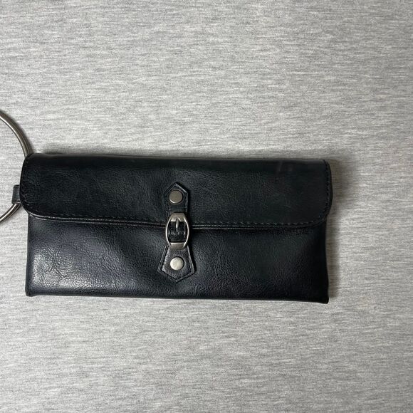 Victoria's Secret Vintage Black Leather Belt Buckle Snap Closure Clutch - Picture 8 of 11